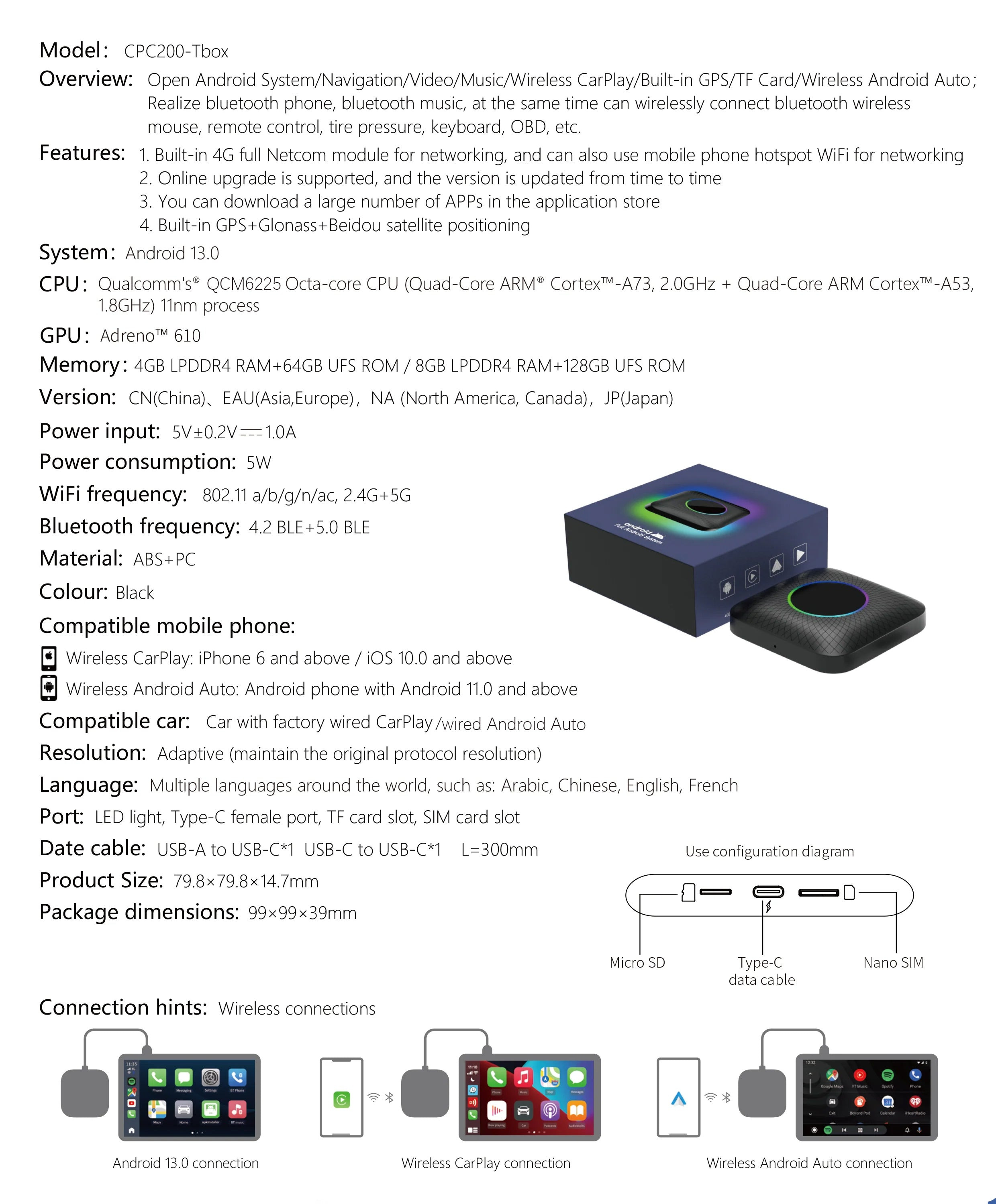 Carlinkit-Tbox-Max-Kablosuz-Carplay-Özellikleri