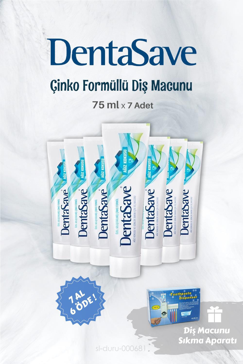 Toothpaste Turkish DentaSave 7 AL 6 ÖDE Diş Macunu Çinko Formül 75 ml ve Diş Macunu Sıkma ...