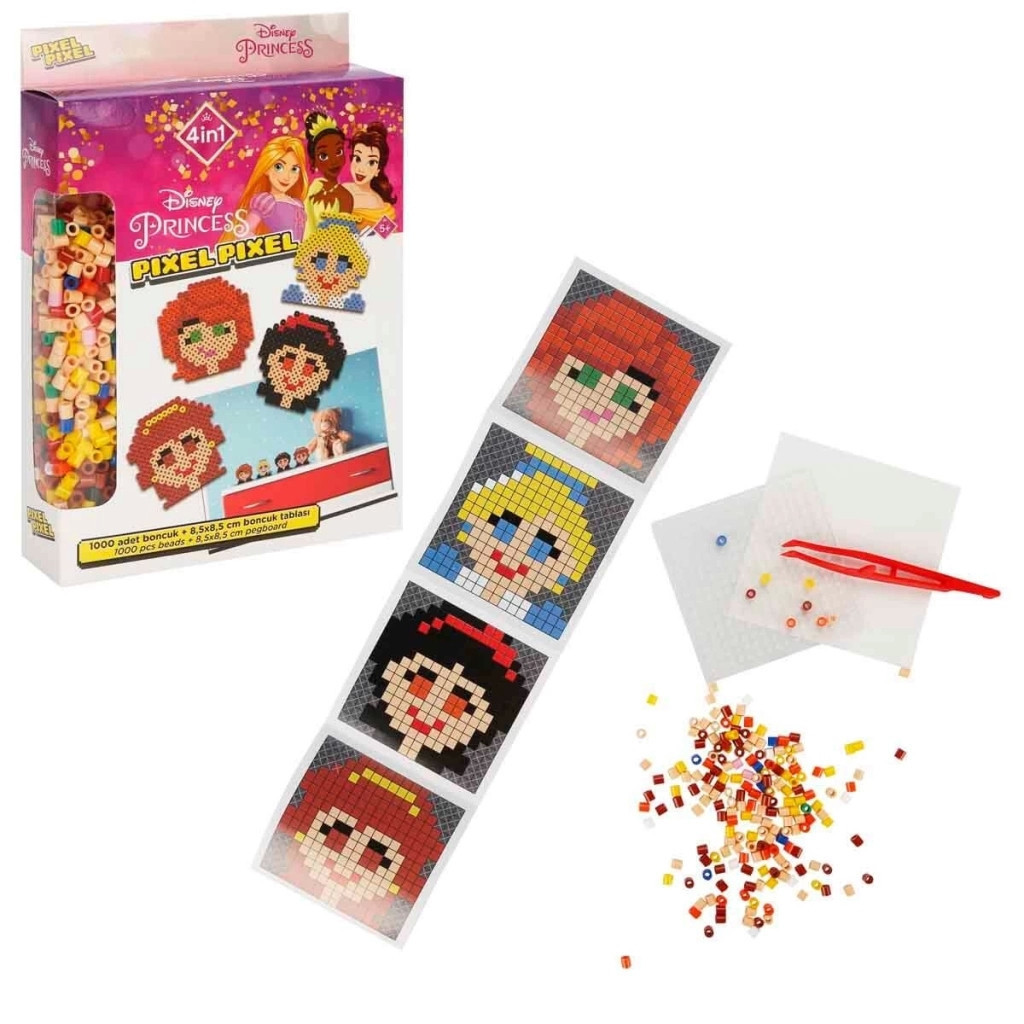 Çocuk 4in1 Disney Princess Pixel Pixel Boncuk Aktivite ve Oyuncak Seti ...