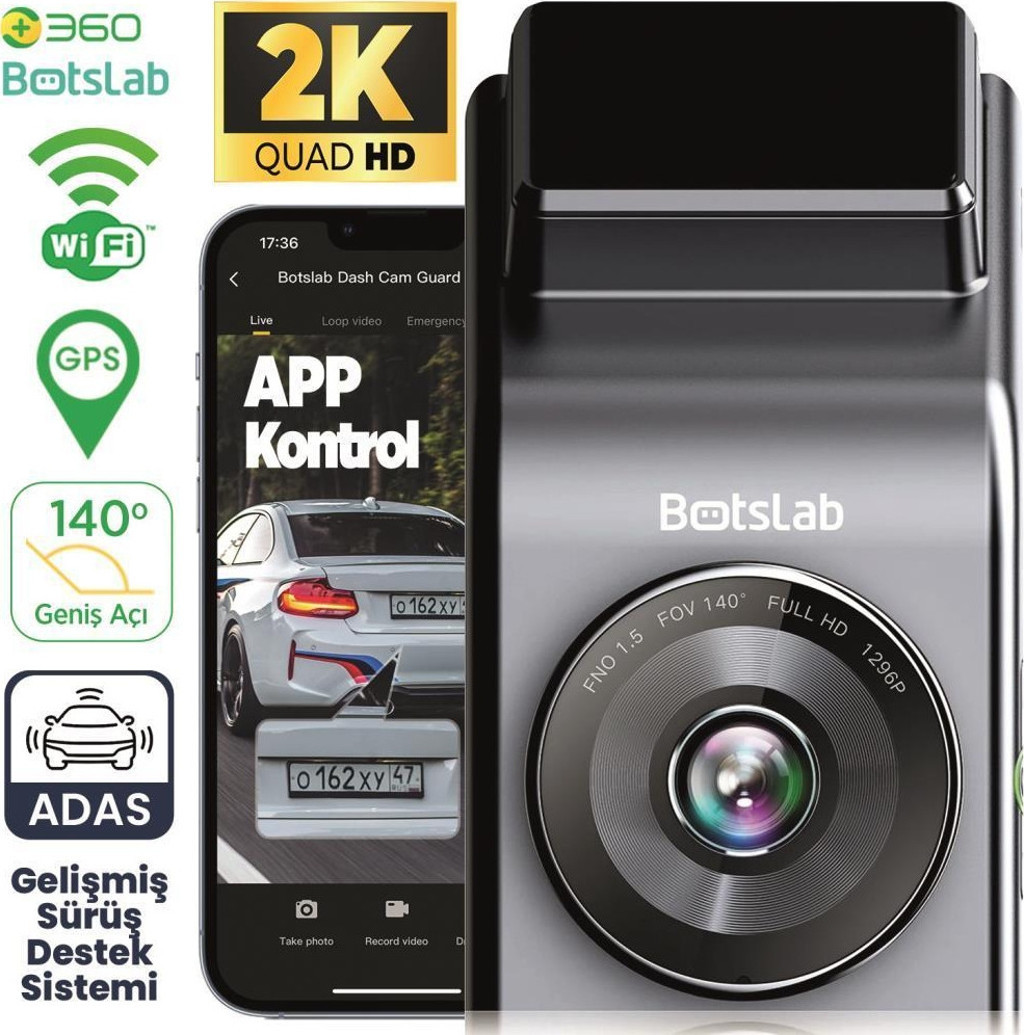 360+ G300H Pro 2K QHD ADAS Wifi GPS 140° Geniş Açı Gece Görüşlü