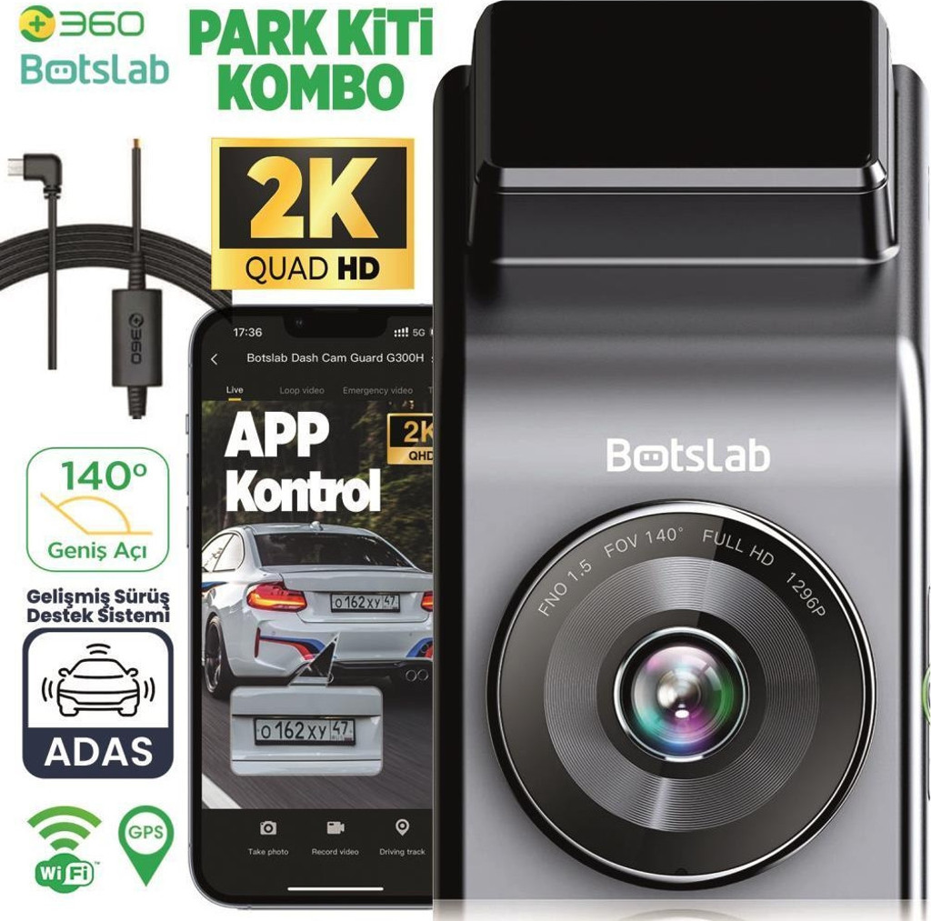 360+ Botslab G300H Pro 2K QHD ADAS Wifi GPS 140° Geniş Açı Gece