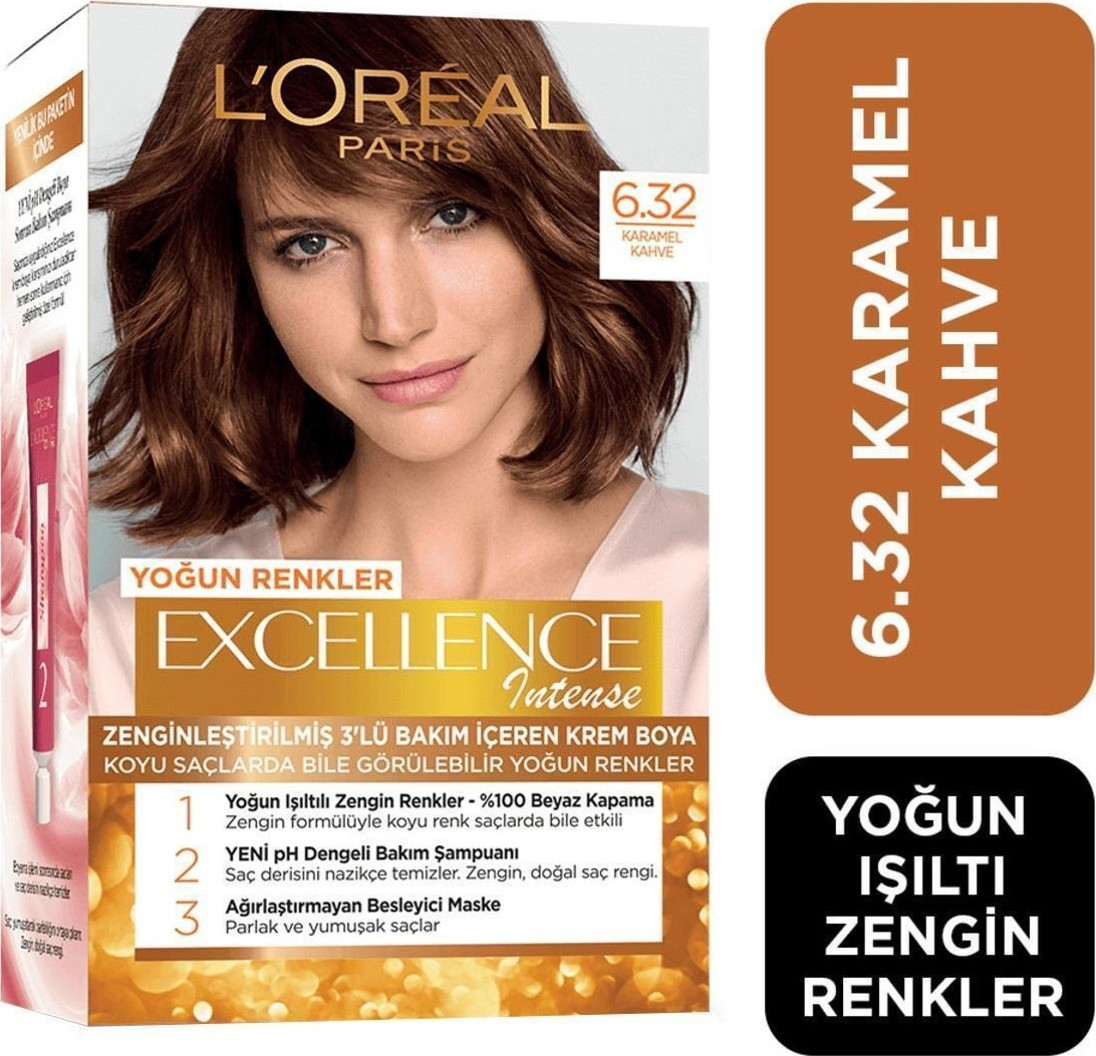 L'Oréal Paris Excellence Intense Saç Boyası 6.32 Karamel Kahve - idefix