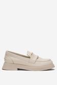 DERİCLUB Kadın Loafer Tokalı Loafer Ayakkabı Gerçek Deri RC 33105 BEJ