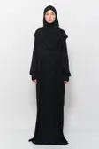 Tek Parça Pamuklu Yarasa Kollu Tak Çıkar Başörtülü Organik Tesettür Namaz Elbisesi