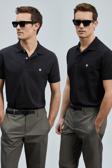 Lufian Logolu Pamuklu Comfort Fit Düğmeli Polo Yaka 2'li Erkek T Shirt 111040206S2 SİYAH-SİYAH