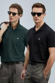 Lufian Logolu Pamuklu Comfort Fit Düğmeli Polo Yaka 2'li Erkek T Shirt 111040206S2 SİYAH-HAKİ