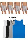 Pi Giyim 8'Li Erkek Penye Havlu Bel Boxer Ve Atlet (4 Atlet 4 Boxer)
