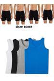 Pi Giyim 8'Li Erkek Penye Havlu Bel Boxer Ve Atlet (4 Atlet 4 Boxer)