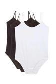 Pi Giyim 3 Adet Ip Askılı Kadın Çıtçıtlı Body Zıbın Siyah Beyaz Gri Beyaz - Siyah