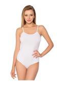 Pi Giyim Elit 1 Adet Kadın Çıtçıtlı İp Askılı Zıbın Body Beyaz