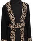 Uzun Kollu Oversize Kalıplı Geleneksel Kalın Arapça Harfları Nakışlı Kadın Geniş Abaya M-3xl C100032