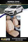 Plusoto Honda Civic Uyumlu Vera Serisi Bej Oto Koltuk Kılıfı 5Li Takım Set M-338