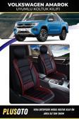 Plusoto Volkswagen Amarok Uyumlu Vera Serisi Siyah Kırmızı Oto Koltuk Kılıfı 5Li Takım Set M-1043