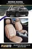 Plusoto Skoda Kamiq Uyumlu Vera Serisi Bej Oto Koltuk Kılıfı 5Li Takım Set M-896
