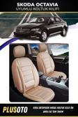 Plusoto Skoda Octavia Uyumlu Vera Serisi Bej Oto Koltuk Kılıfı 5Li Takım Set M-914