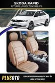 Plusoto Skoda Rapid Uyumlu Vera Serisi Bej Oto Koltuk Kılıfı 5Li Takım Set M-920