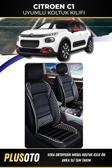 Plusoto Citroen C1 Uyumlu Vera Serisi Siyah Beyaz Oto Koltuk Kılıfı 5Li Takım Set M-40