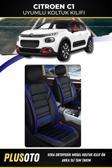 Plusoto Citroen C1 Uyumlu Vera Serisi Siyah Mavi Oto Koltuk Kılıfı 5Li Takım Set M-42
