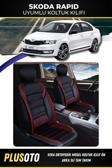 Plusoto Skoda Rapid Uyumlu Vera Serisi Siyah Kırmızı Oto Koltuk Kılıfı 5Li Takım Set M-923