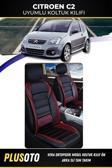 Plusoto Citroen C2 Uyumlu Vera Serisi Siyah Kırmızı Oto Koltuk Kılıfı 5Li Takım Set M-47