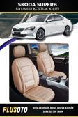 Plusoto Skoda Superb Uyumlu Vera Serisi Bej Oto Koltuk Kılıfı 5Li Takım Set M-932