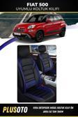 Plusoto Fiat 500 Ailesi Uyumlu Vera Serisi Siyah Mavi Oto Koltuk Kılıfı 5Li Takım Set M-174