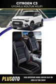 Plusoto Citroen C3 Uyumlu Vera Serisi Siyah Beyaz Oto Koltuk Kılıfı 5Li Takım Set M-52