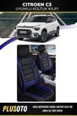 Plusoto Citroen C3 Uyumlu Vera Serisi Siyah Mavi Oto Koltuk Kılıfı 5Li Takım Set M-54