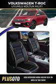 Plusoto Volkswagen T-Roc Uyumlu Vera Serisi Siyah Beyaz Oto Koltuk Kılıfı 5Li Takım Set M-1096