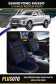 Plusoto Ssangyong Musso Uyumlu Vera Serisi Siyah Mavi Oto Koltuk Kılıfı 5Li Takım Set M-966