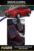 Plusoto Nissan Almera Uyumlu Vera Serisi Siyah Kırmızı Oto Koltuk Kılıfı 5Li Takım Set M-527
