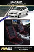 Plusoto Seat İbiza Uyumlu Vera Serisi Siyah Kırmızı Oto Koltuk Kılıfı 5Li Takım Set M-863