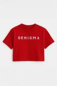 Kadın Bisiklet Yaka Kısa Kollu Crop T-Shirt