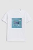 Kadın Bisiklet Yaka %100 Pamuk Helikopter Baskılı Kısa Kollu T-Shirt