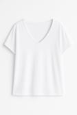 Kadın V Yaka Kısa Kollu Düz T-Shirt