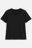 Kadın V Yaka Kısa Kollu Düz T-Shirt