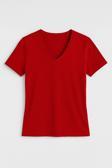 Kadın V Yaka Kısa Kollu Düz T-Shirt