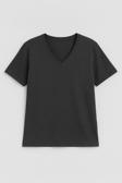 Kadın V Yaka Kısa Kollu Düz T-Shirt