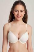 Le Jardin 7005 Ekru 2 Beden Büyüten Büyük Gösteren Destekli Dolgulu Dantelli Soft Cup Sütyen Ekru 80B