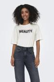 Only Onlsanni Taşlı Pamuklu Regular Fit Bisiklet Yaka Bayan T Shirt 15346650 BEYAZ-GRİ