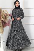 Tesetturabiye Leopar Elbise Gri