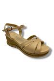 C-Shoes KA02-25 Deri Anatomik Yanları Açık Dolgu Topuk Kadın Sandalet