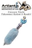 Unicorn Tüylü Tükenmez Kalem 6 Renkli 1 Adet Pelüş Tükenmez Kalem 6 lı Renk Sevimli Hediye Peluş Süslü Tükenmez Kalem