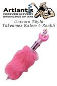 Unicorn Tüylü Tükenmez Kalem 6 Renkli 1 Adet Pelüş Tükenmez Kalem 6 lı Renk Sevimli Hediye Peluş Süslü Tükenmez Kalem