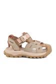 Bej Cırtlı Hafif Unisex Çocuk Spor Sandalet 25Y614 F
