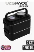 Uzspace 1200 ML İki Kat Dört Bölme Paslanmaz Çelik Lunch Box Yeni Nesil Sefer Tası-Sos Kaseli Model-FFLBOX8023