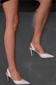 Kadın Elegant Ayakkabı Lastikli İnce Topuklu Ayakkabı Stiletto Özel Tasarım Abiye Ayakkabı