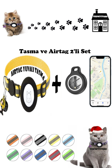 Takip Cihazı ve Airtag Yuvalı Kedi Tasması 2'li Set Ios Uyumlu Boyun Tasması GPS