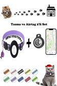 Takip Cihazı ve Airtag Yuvalı Kedi Tasması 2'li Set Ios Uyumlu Boyun Tasması GPS