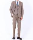 Slim Fit Yelekli Erkek Takım Elbise - Viskon Karışımlı Dört Mevsim Kullanılabilir-KAW1003S